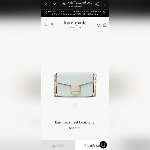 Crystal Blue $258 NWOT tag Kate Spade Katy Textured Leather Flap Chain Crossbody - Picture 6 of 6